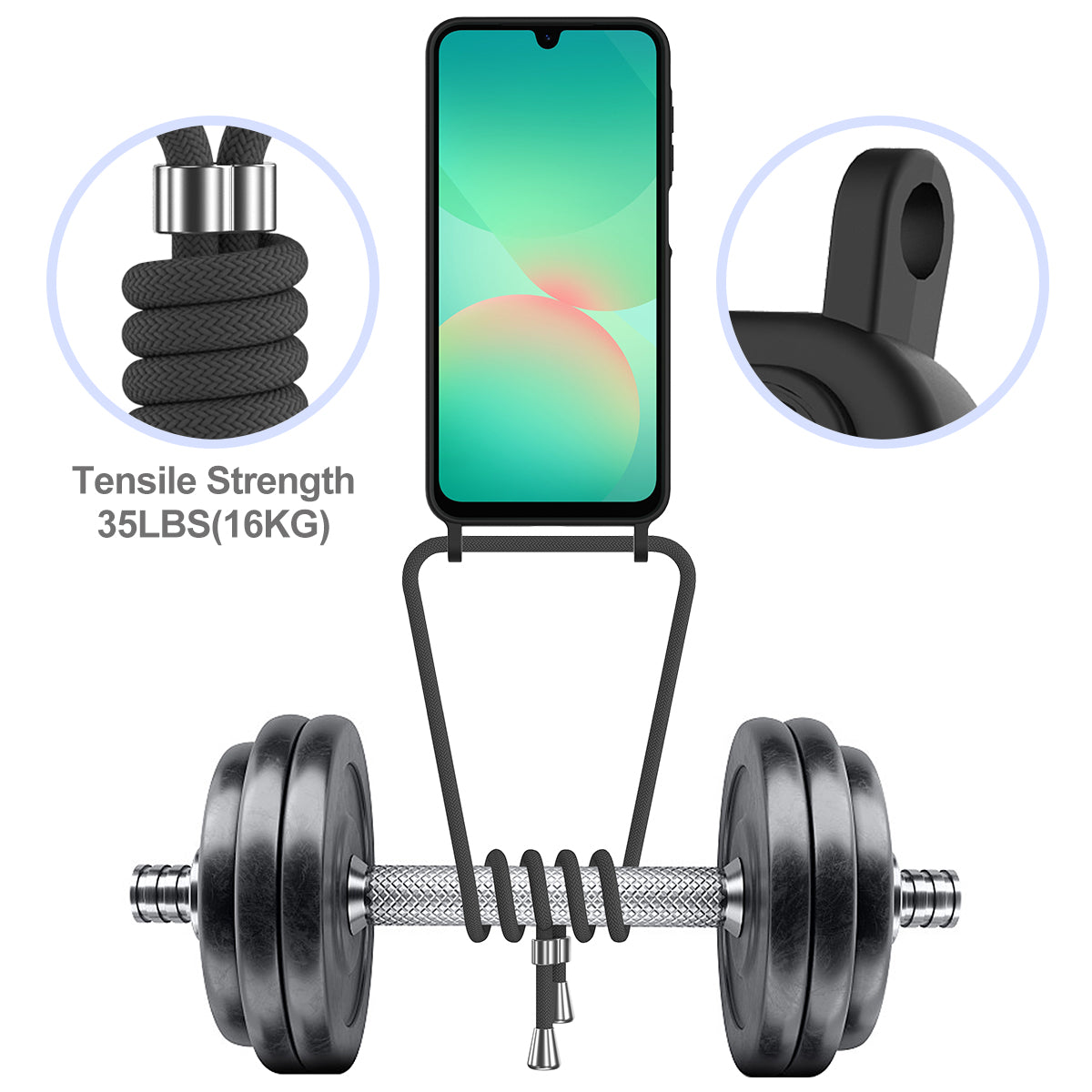 Samsung Galaxy M17 5G / F17 5G / A18 4G / A18 5G / A17 5G / A17 4G-cover med flydende silikone, kortholder på bagsiden og snor
