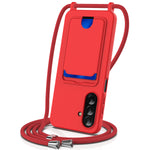 Samsung Galaxy M17 5G / F17 5G / A18 4G / A18 5G / A17 5G / A17 4G-cover med flydende silikone, kortholder på bagsiden og snor