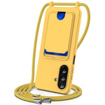 Samsung Galaxy M17 5G / F17 5G / A18 4G / A18 5G / A17 5G / A17 4G-cover med flydende silikone, kortholder på bagsiden og snor