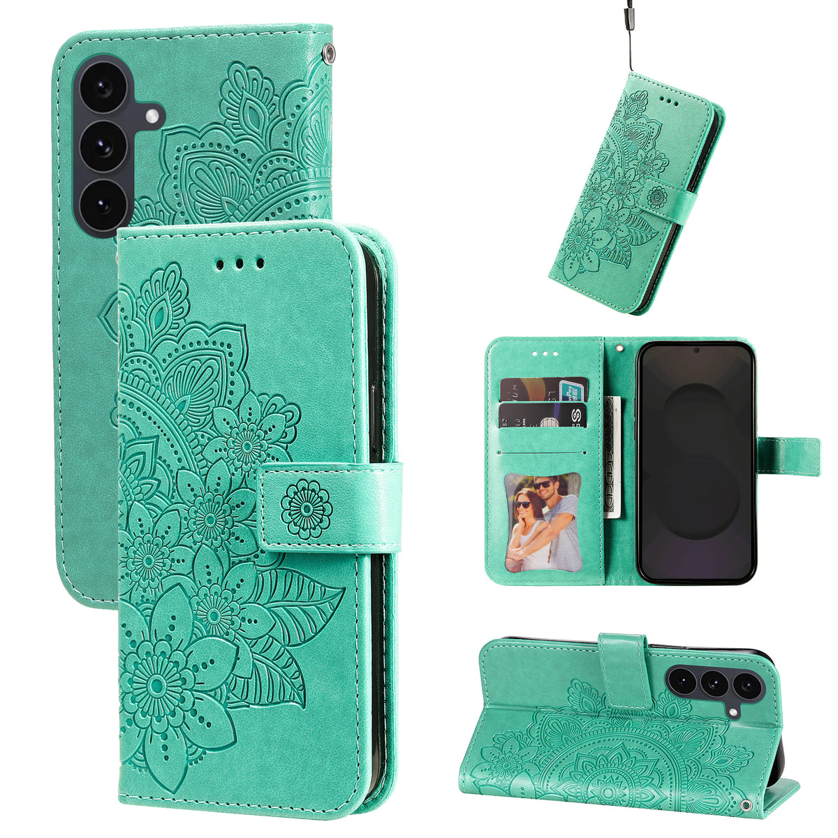 For Samsung Galaxy S25 FE Case Floral Pattern PU Leather Wallet Stand Phone Cover
