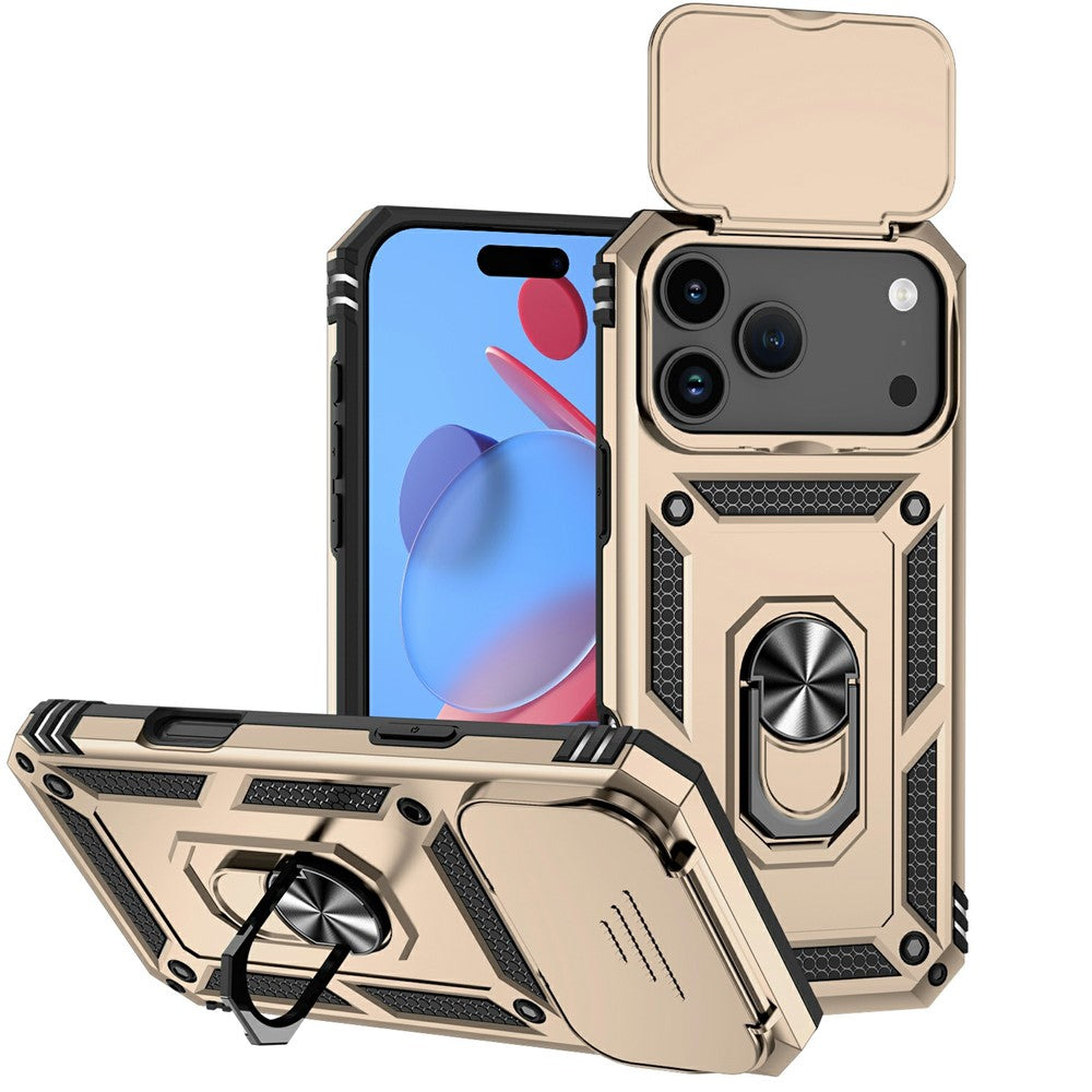 For iPhone 17 Pro Case PC + TPU Phone Cover with Lens Protection Kickstand