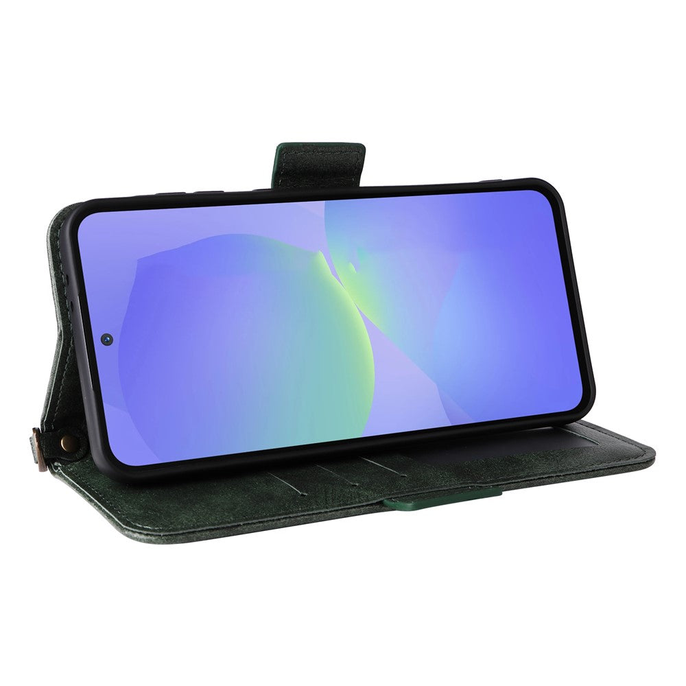 Läderfodral för Samsung Galaxy A15 5G / 4G, magnetisk stängning, plånboksfodral med axelrem.