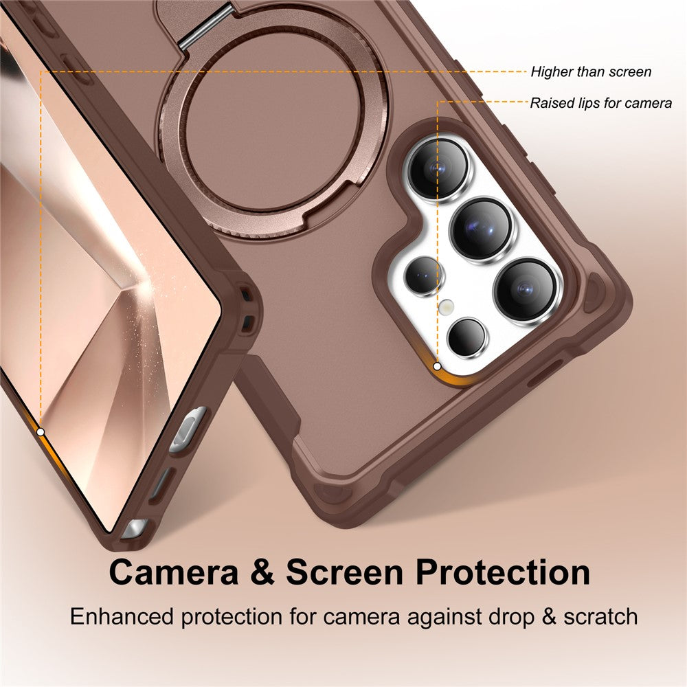 Samsung Galaxy S24 Ultra Magnetiskt Skal Stativ TPU + PC Stötsäkert Bakstycke