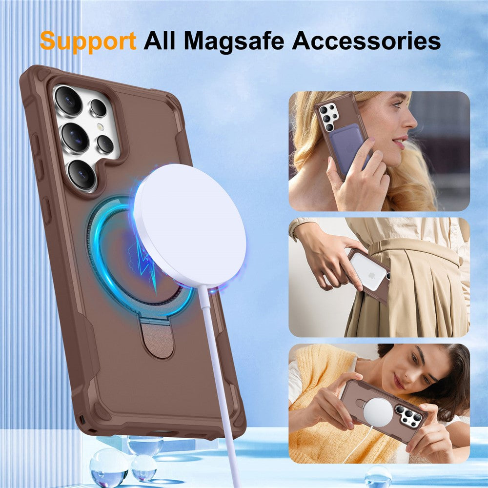 Samsung Galaxy S24 Ultra Magnetiskt Skal Stativ TPU + PC Stötsäkert Bakstycke
