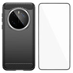 WANLONFENG For Honor Magic7 Pro 5G Case with Screen Film  LS Series Big Lens Hole Brushed Texture TPU Phone Cover
