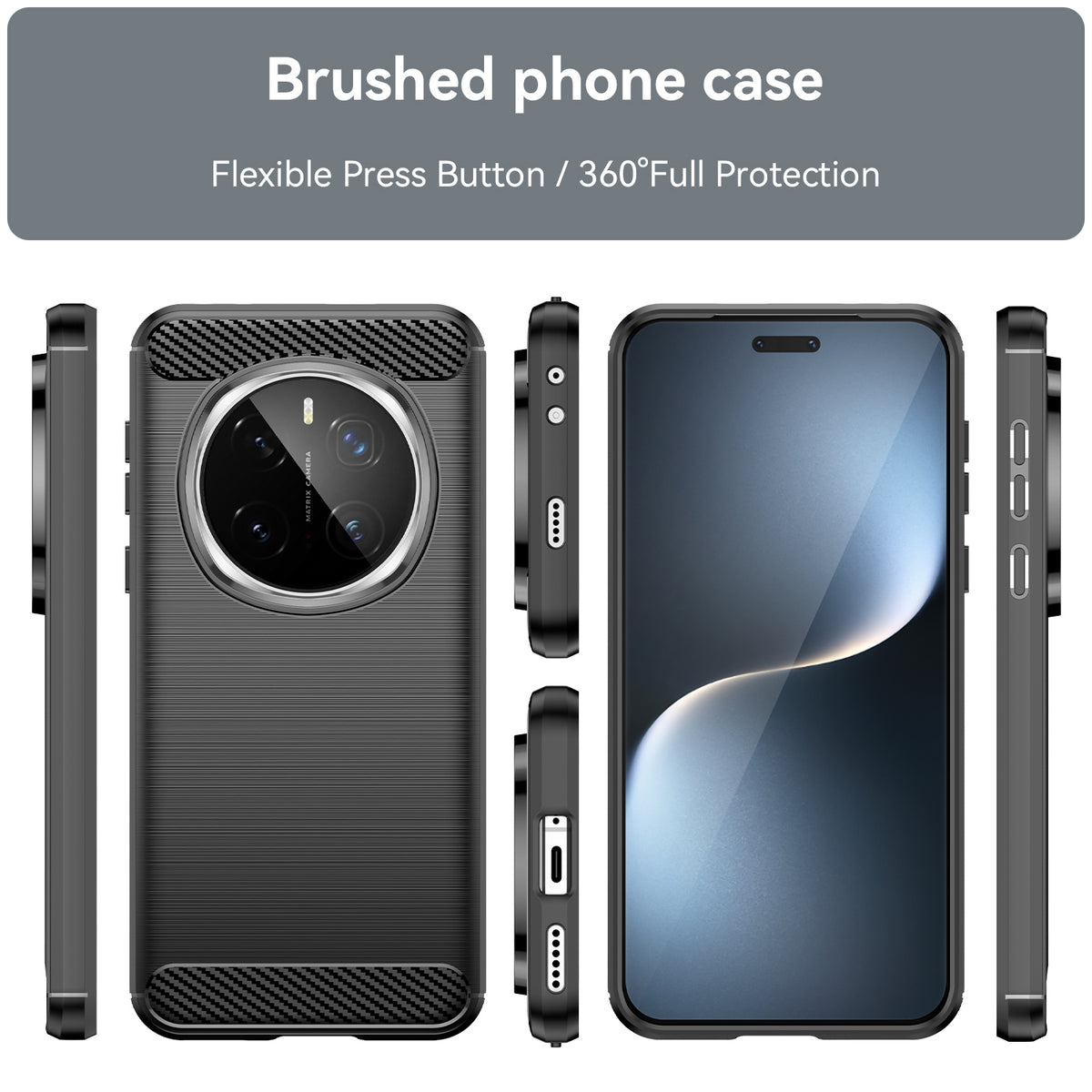 WANLONFENG For Honor Magic7 Pro 5G Case with Screen Film  LS Series Big Lens Hole Brushed Texture TPU Phone Cover