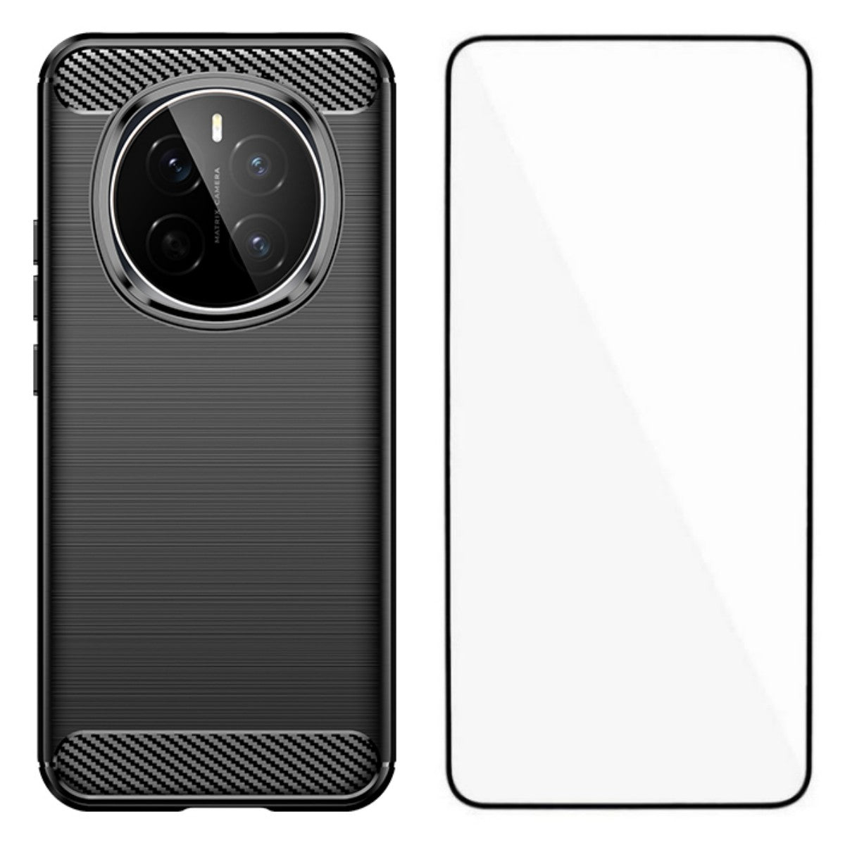 WANLONFENG For Honor Magic7 5G Case with Screen Film  LS Series Big Lens Hole Brushed Texture TPU Phone Cover