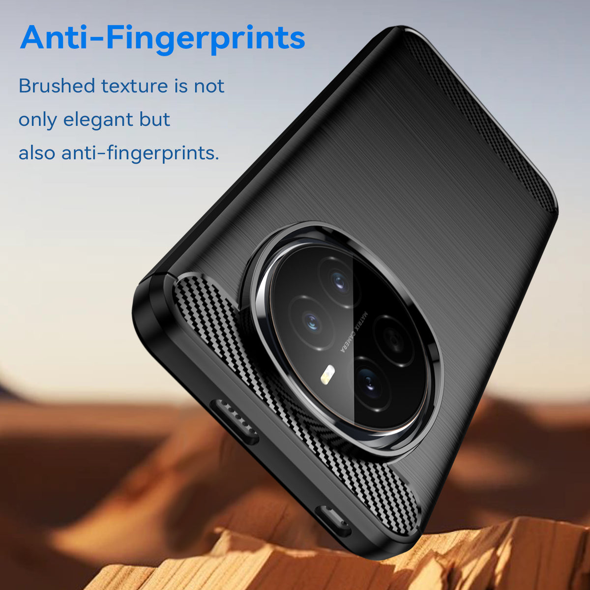 WANLONFENG For Honor Magic7 5G Case with Screen Film  LS Series Big Lens Hole Brushed Texture TPU Phone Cover