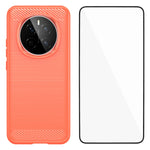 WANLONFENG For Honor Magic7 5G Case with Screen Film  LS Series Big Lens Hole Brushed Texture TPU Phone Cover