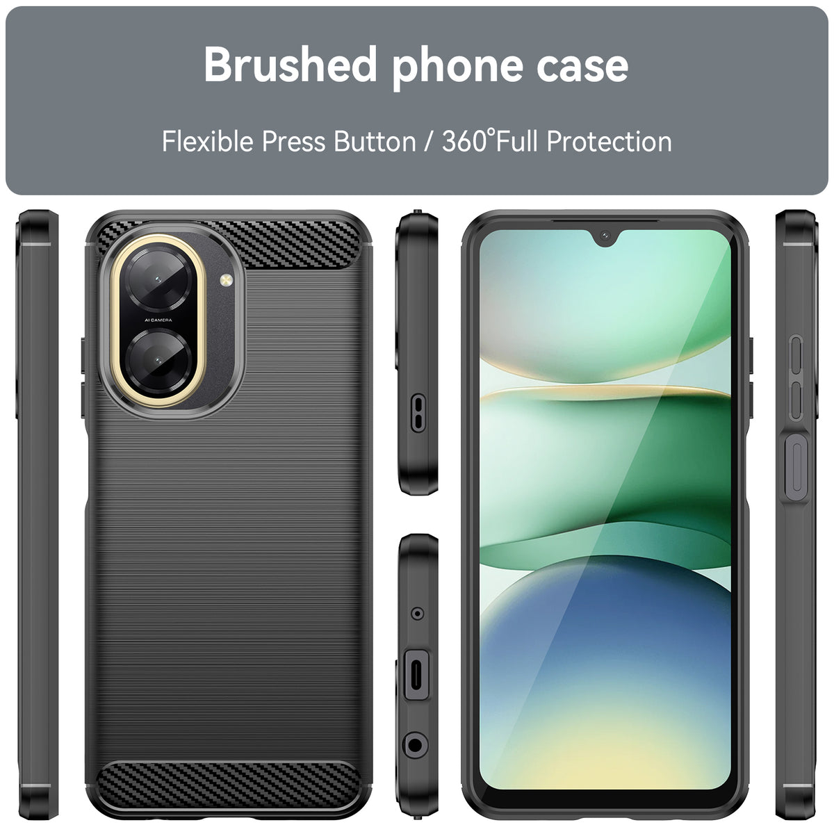 WANLONFENG For Xiaomi Redmi A5 NFC (EU) (173.45mm) Case with Screen Film  LS Series Big Lens Hole Brushed Texture TPU Phone Cover