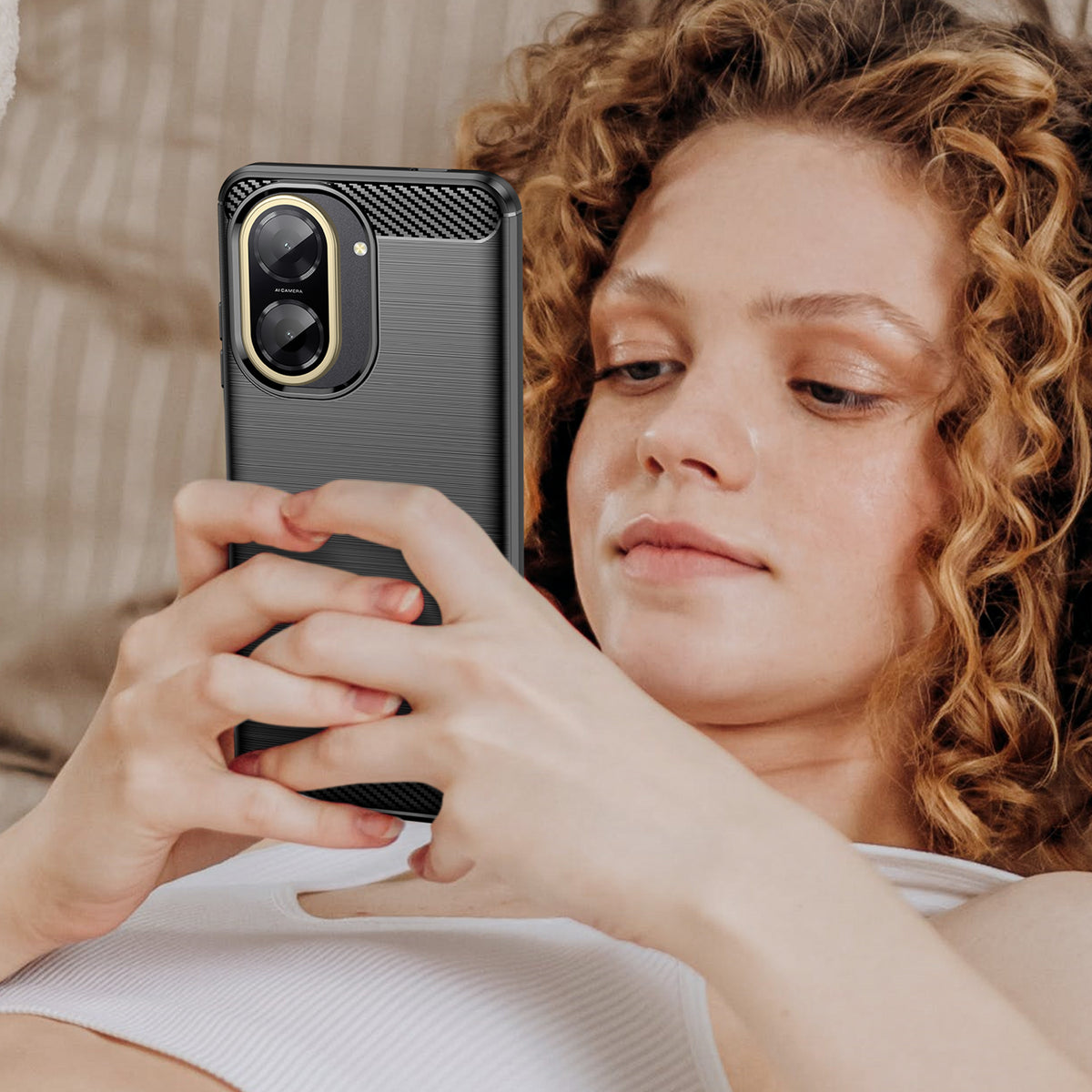 WANLONFENG For Xiaomi Redmi A5 NFC (EU) (173.45mm) Case with Screen Film  LS Series Big Lens Hole Brushed Texture TPU Phone Cover
