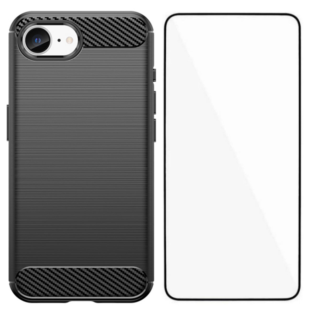 WANLONFENG til iPhone 17e / 16e Cover med Skærmfilm LS Serie Stort Linsehul Børstet Tekstur TPU Telefoncover