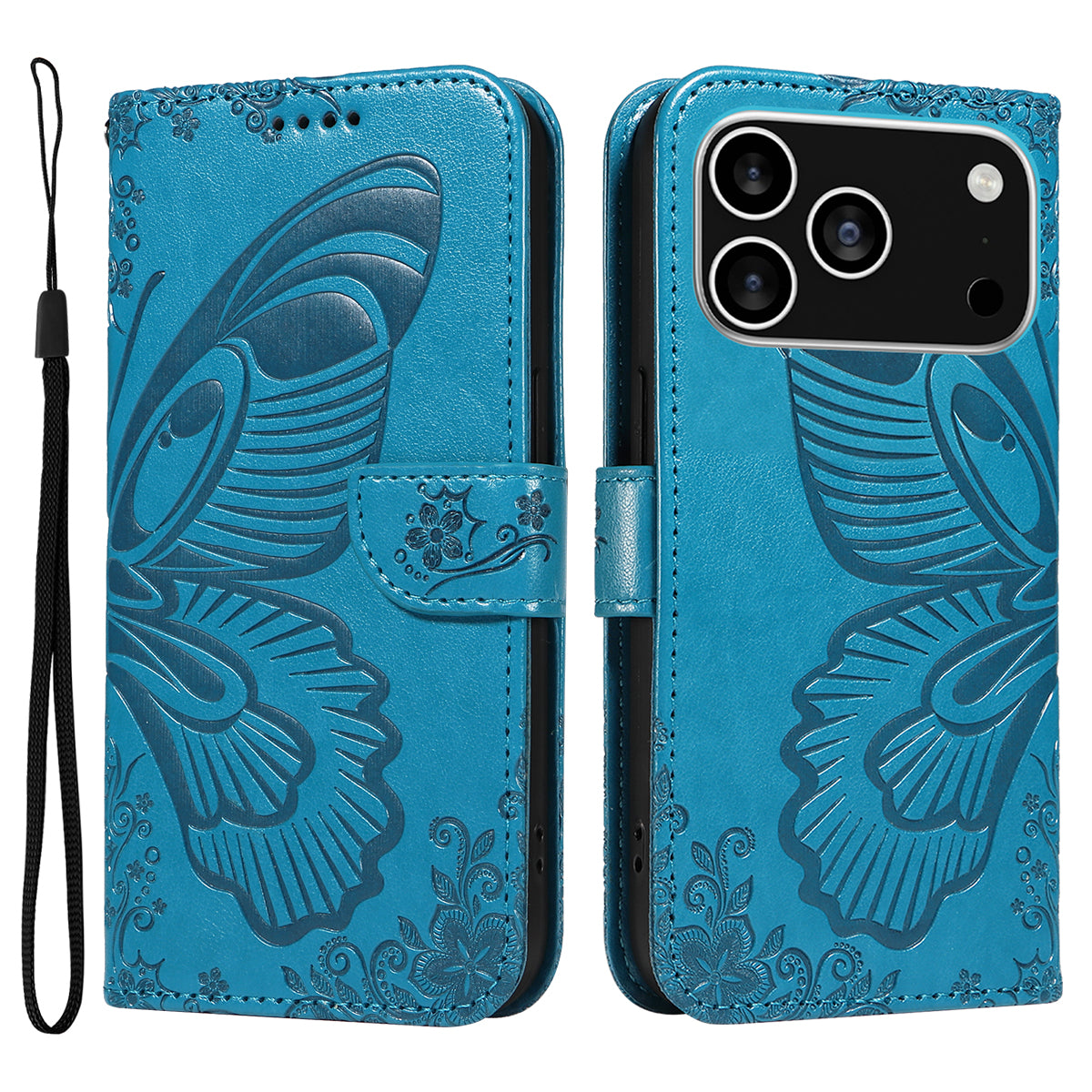 For iPhone 18 Pro / 17 Pro Case Butterfly Pattern PU Leather Folio Flip Phone Cover