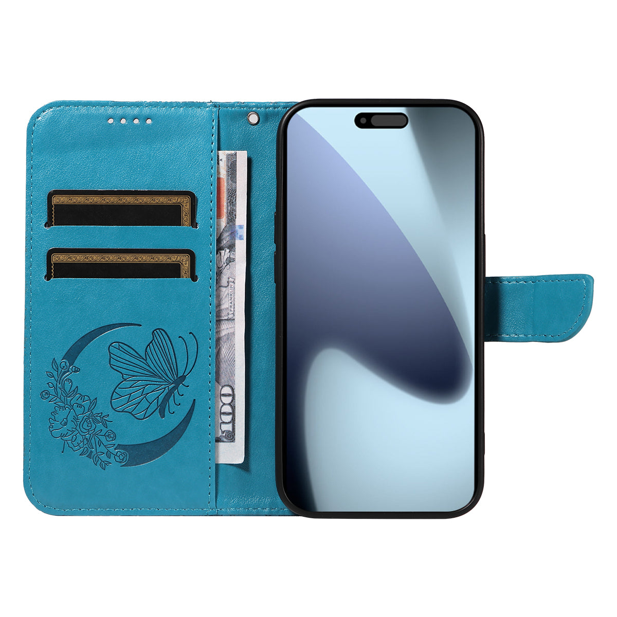 For iPhone 18 Pro / 17 Pro Case Butterfly Pattern PU Leather Folio Flip Phone Cover
