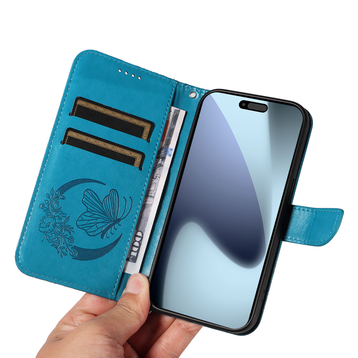 For iPhone 18 Pro / 17 Pro Case Butterfly Pattern PU Leather Folio Flip Phone Cover