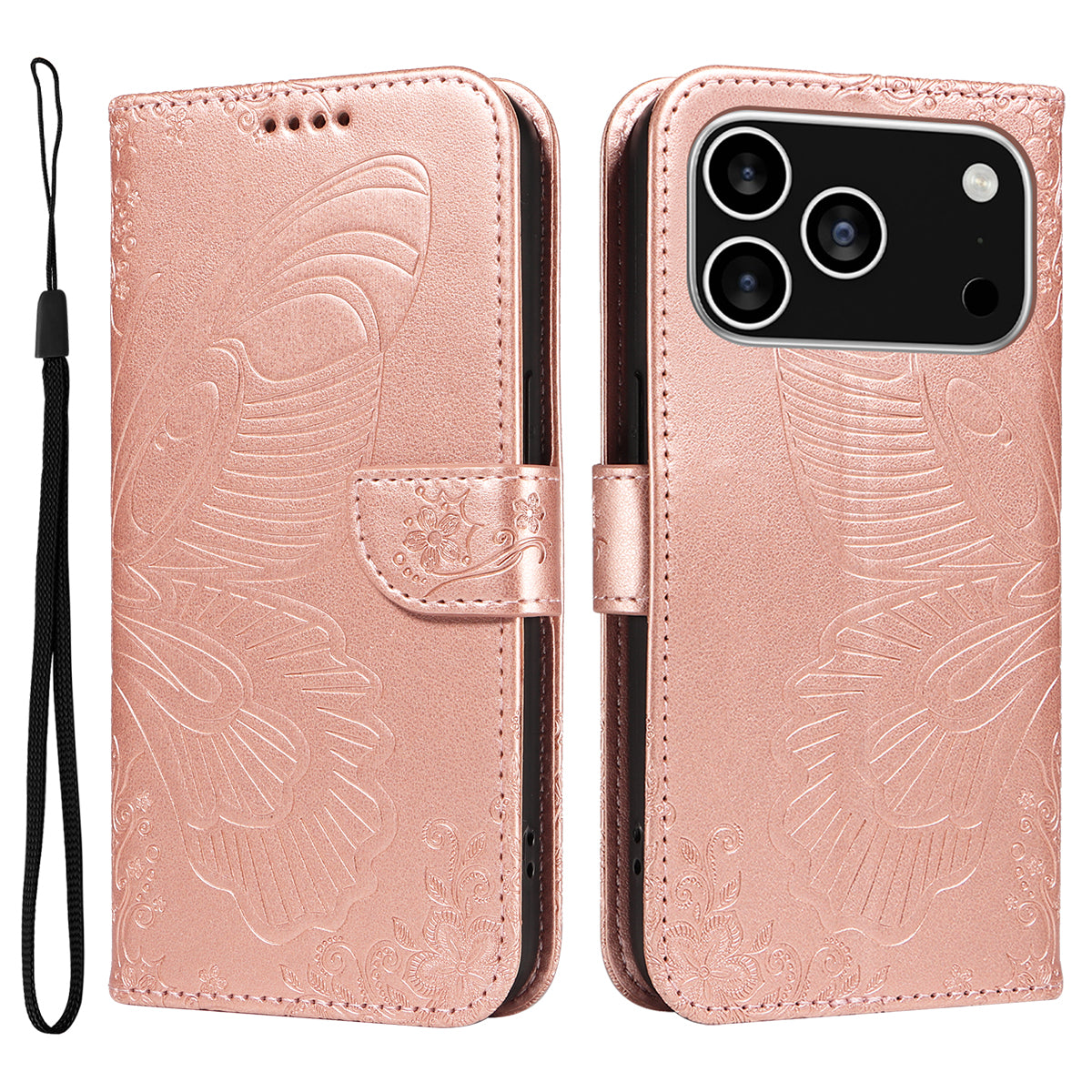 For iPhone 18 Pro / 17 Pro Case Butterfly Pattern PU Leather Folio Flip Phone Cover