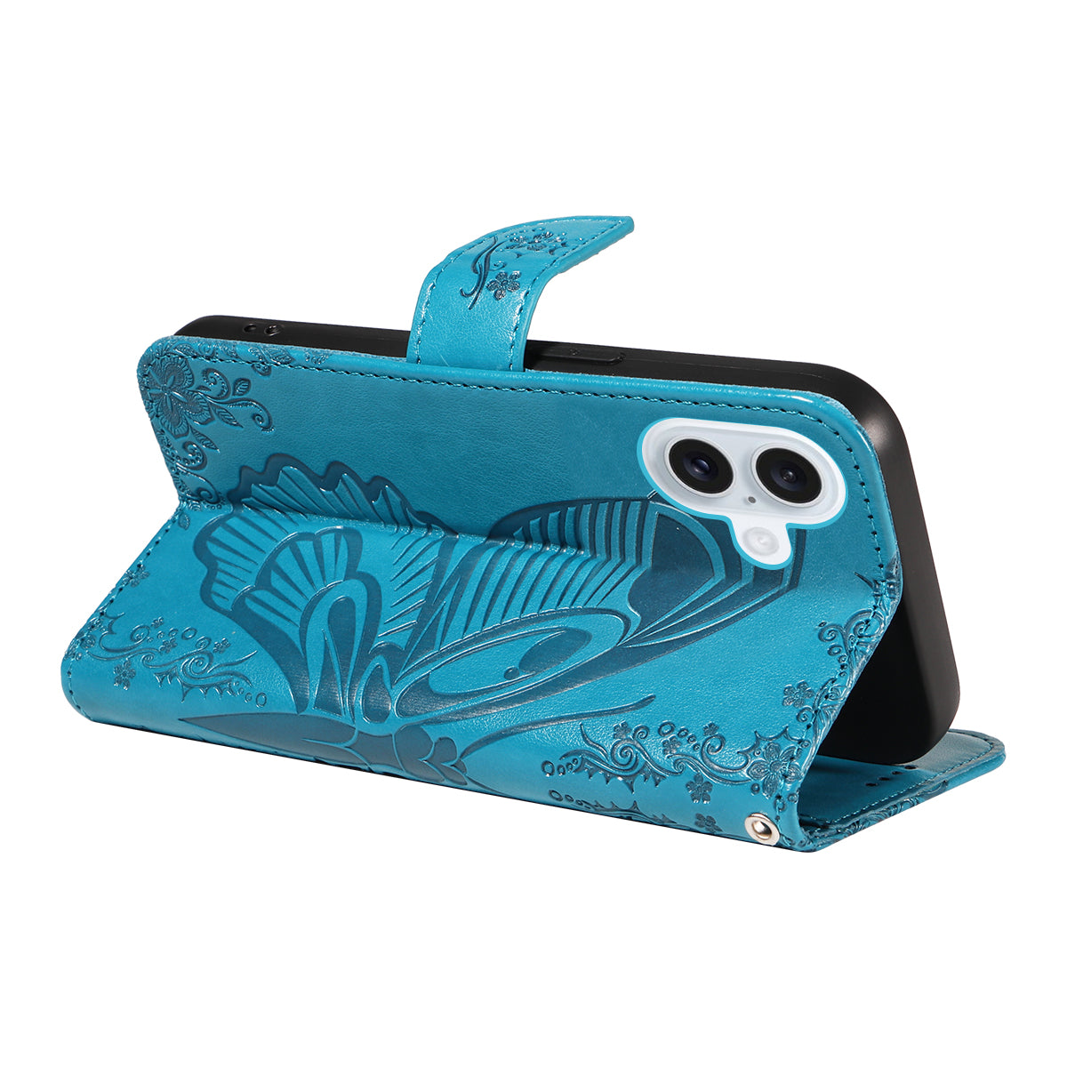 For iPhone 17 Case Butterfly Pattern PU Leather Folio Flip Phone Cover