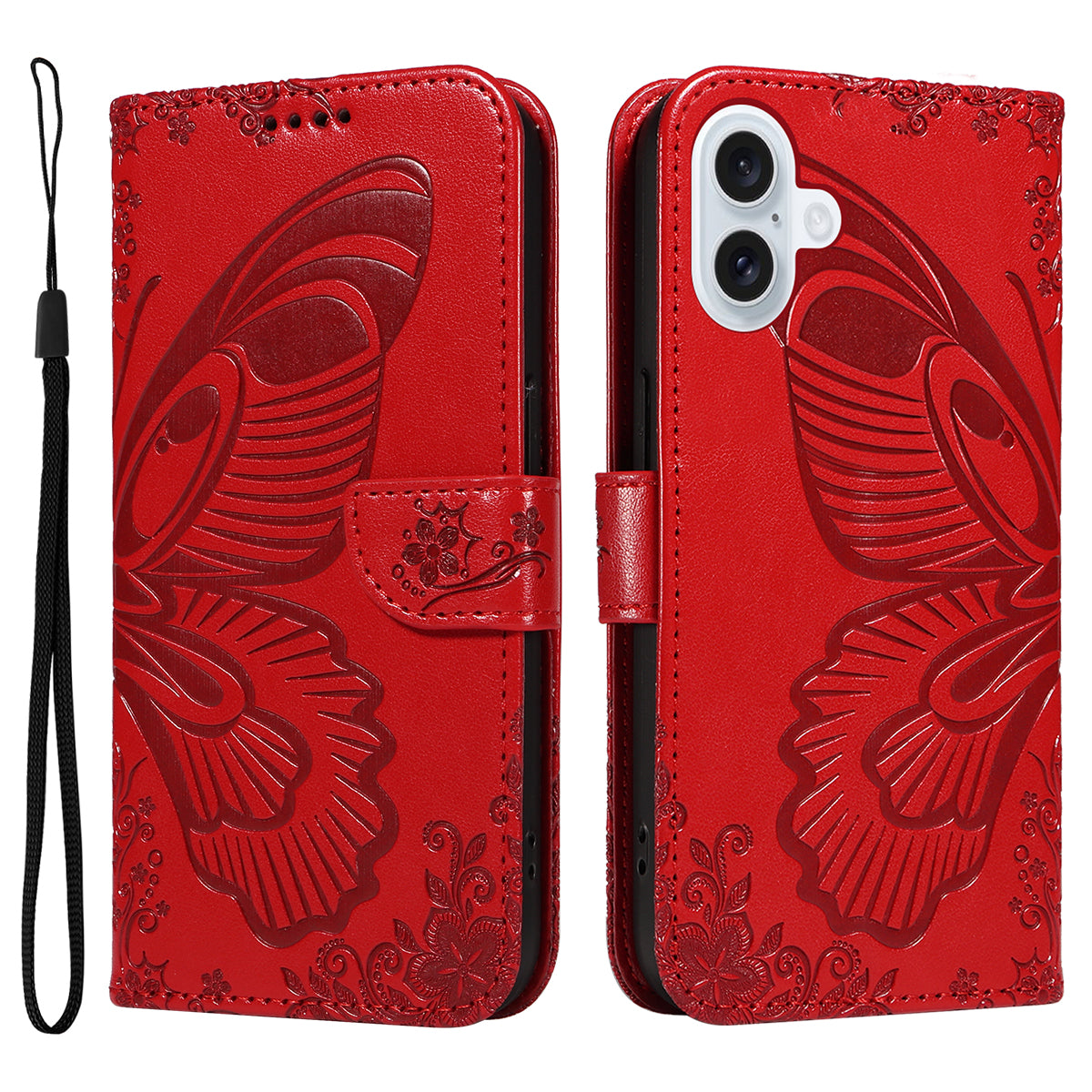 For iPhone 17 Case Butterfly Pattern PU Leather Folio Flip Phone Cover