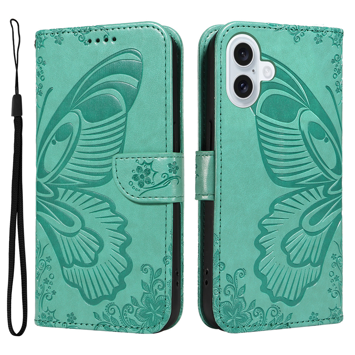 For iPhone 17 Case Butterfly Pattern PU Leather Folio Flip Phone Cover