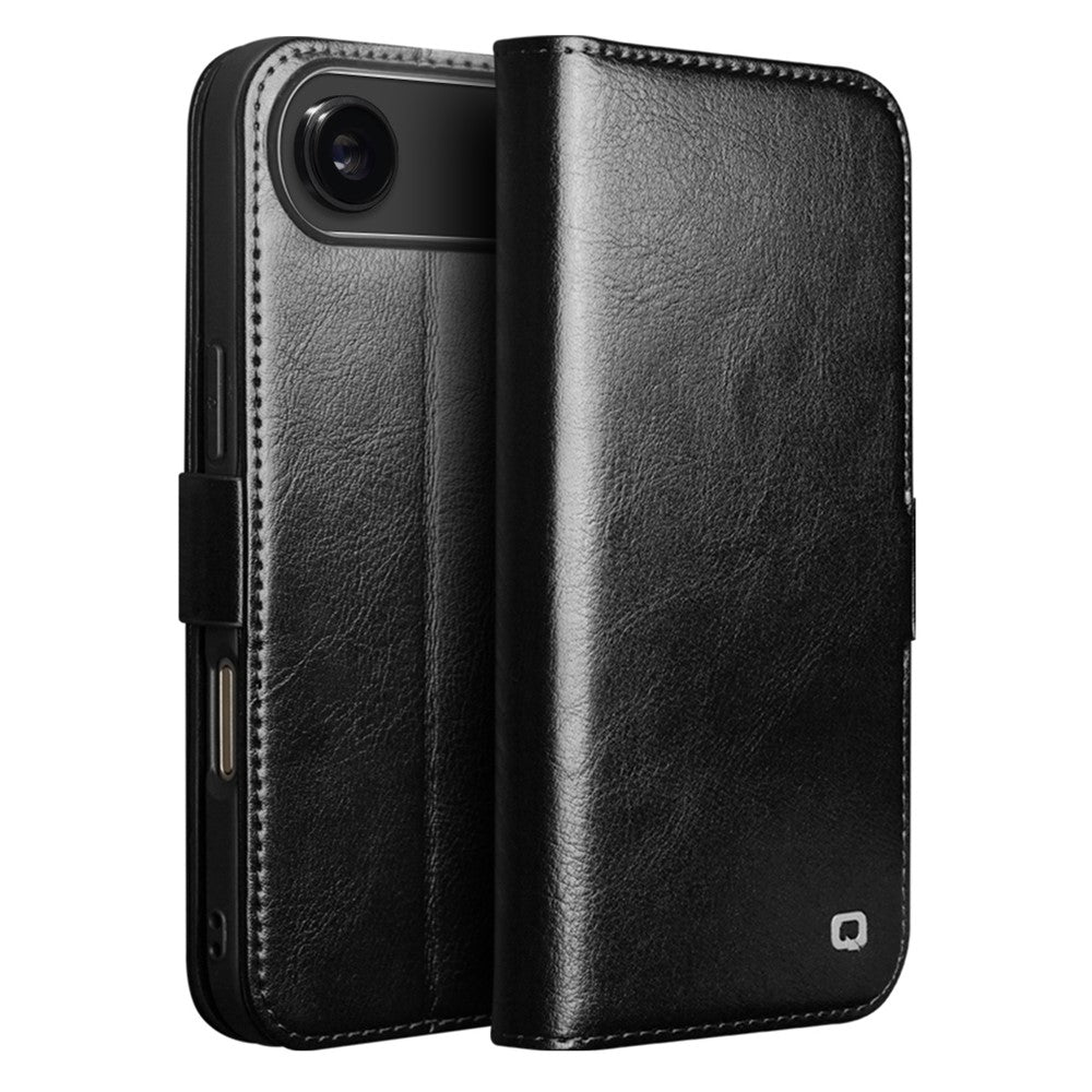 QIALINO For iPhone Air Case with Card Holder Genuine Cow Leather Stand Phone Cover