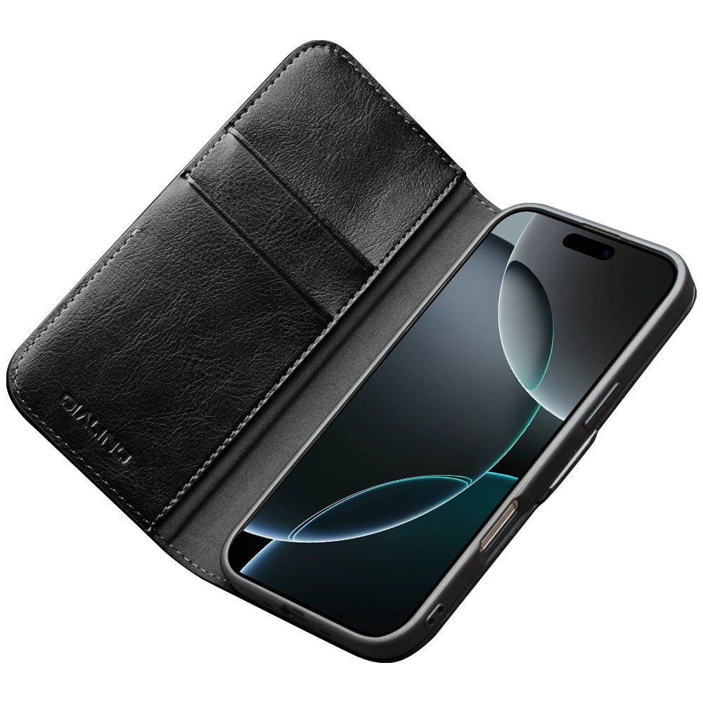 QIALINO For iPhone Air Case with Card Holder Genuine Cow Leather Stand Phone Cover