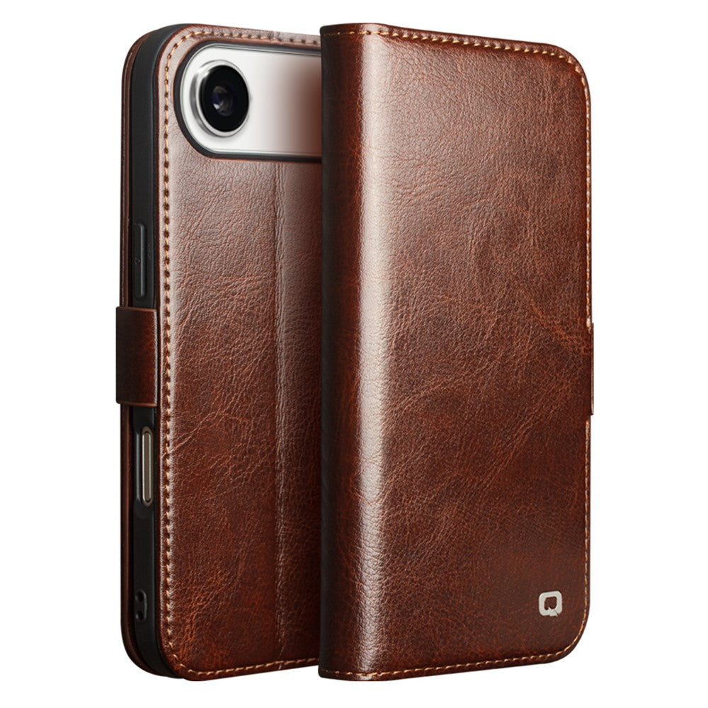 QIALINO For iPhone Air Case with Card Holder Genuine Cow Leather Stand Phone Cover