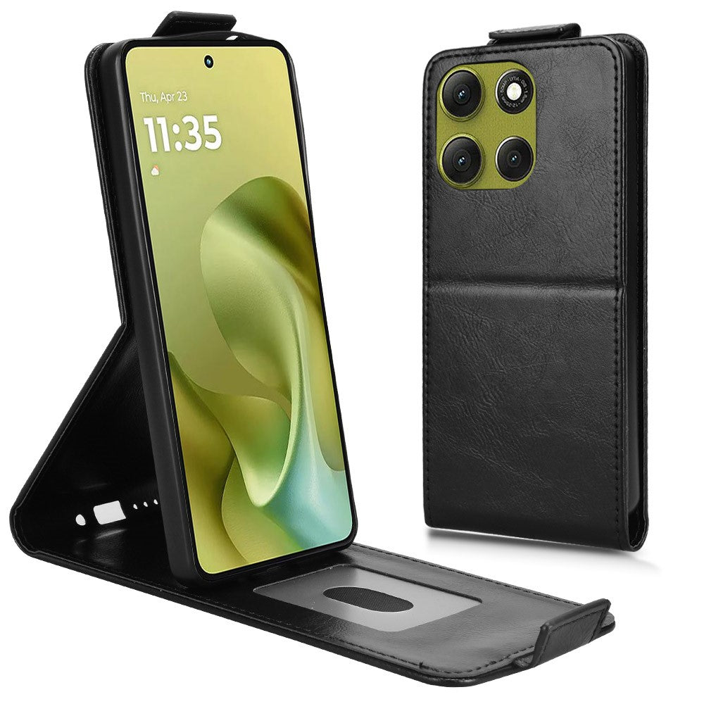 Motorola Moto G86 Power 5G-cover med stativ, magnetisk spænde, lodret flipcover i læder med kortholder
