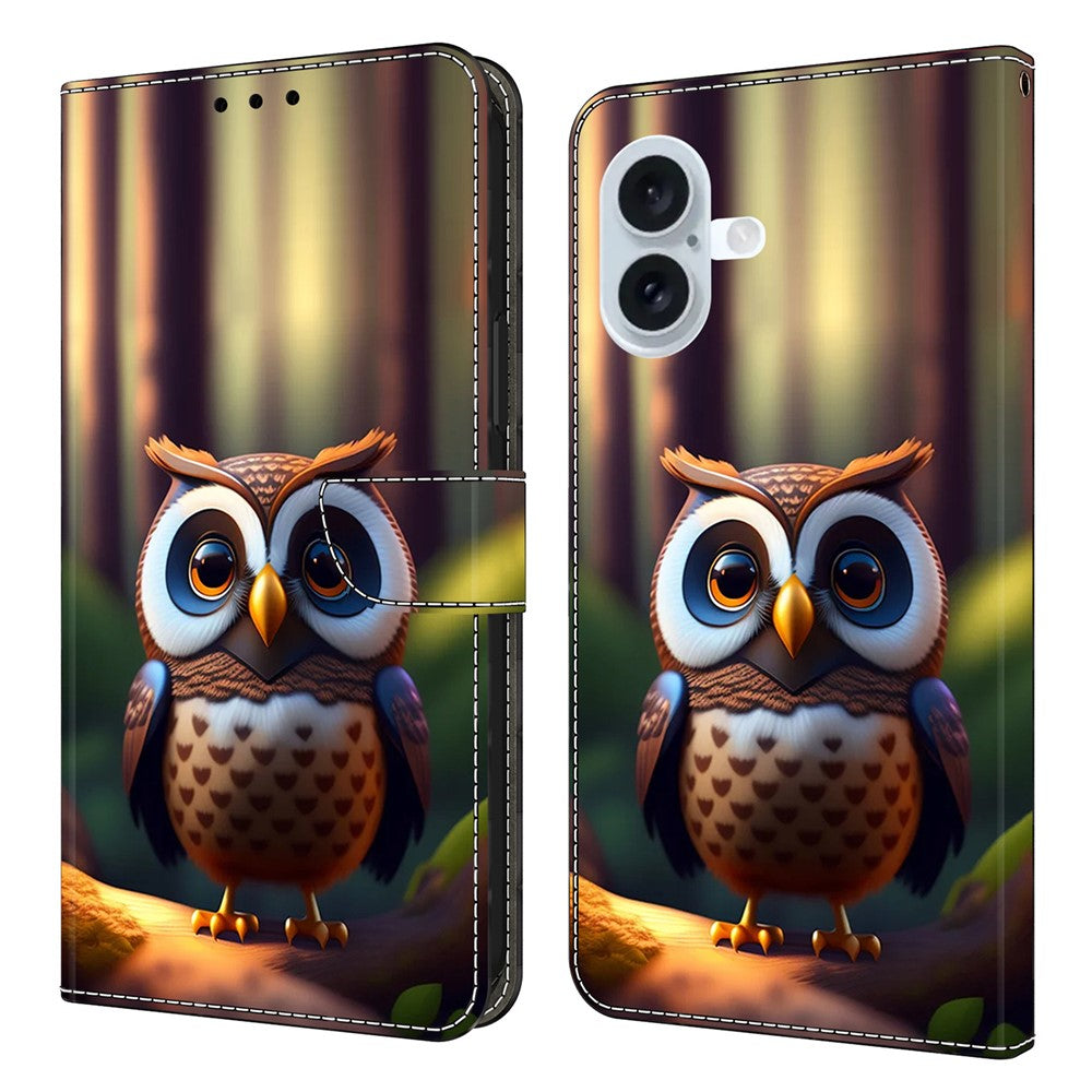 For iPhone 17 Leather Case Pattern Printing Wallet Stand Flip Phone Cover