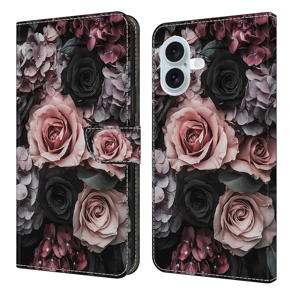 For iPhone 17 Leather Case Pattern Printing Wallet Stand Flip Phone Cover