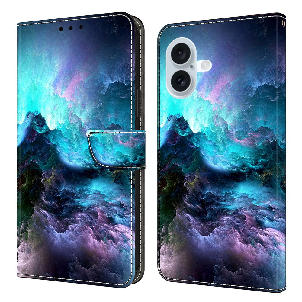 For iPhone 17 Leather Case Pattern Printing Wallet Stand Flip Phone Cover