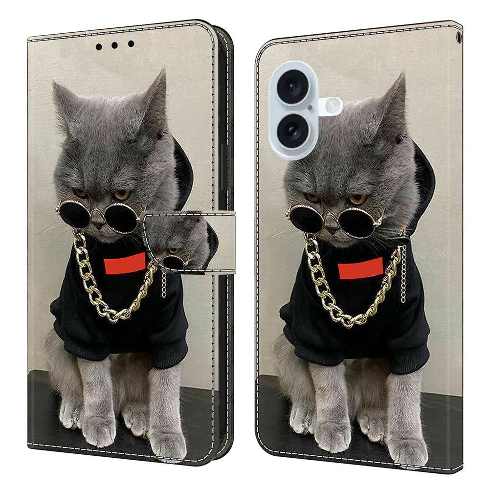 For iPhone 17 Leather Case Pattern Printing Wallet Stand Flip Phone Cover