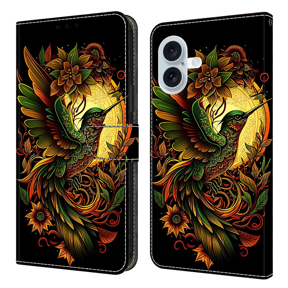 For iPhone 17 Leather Case Pattern Printing Wallet Stand Flip Phone Cover