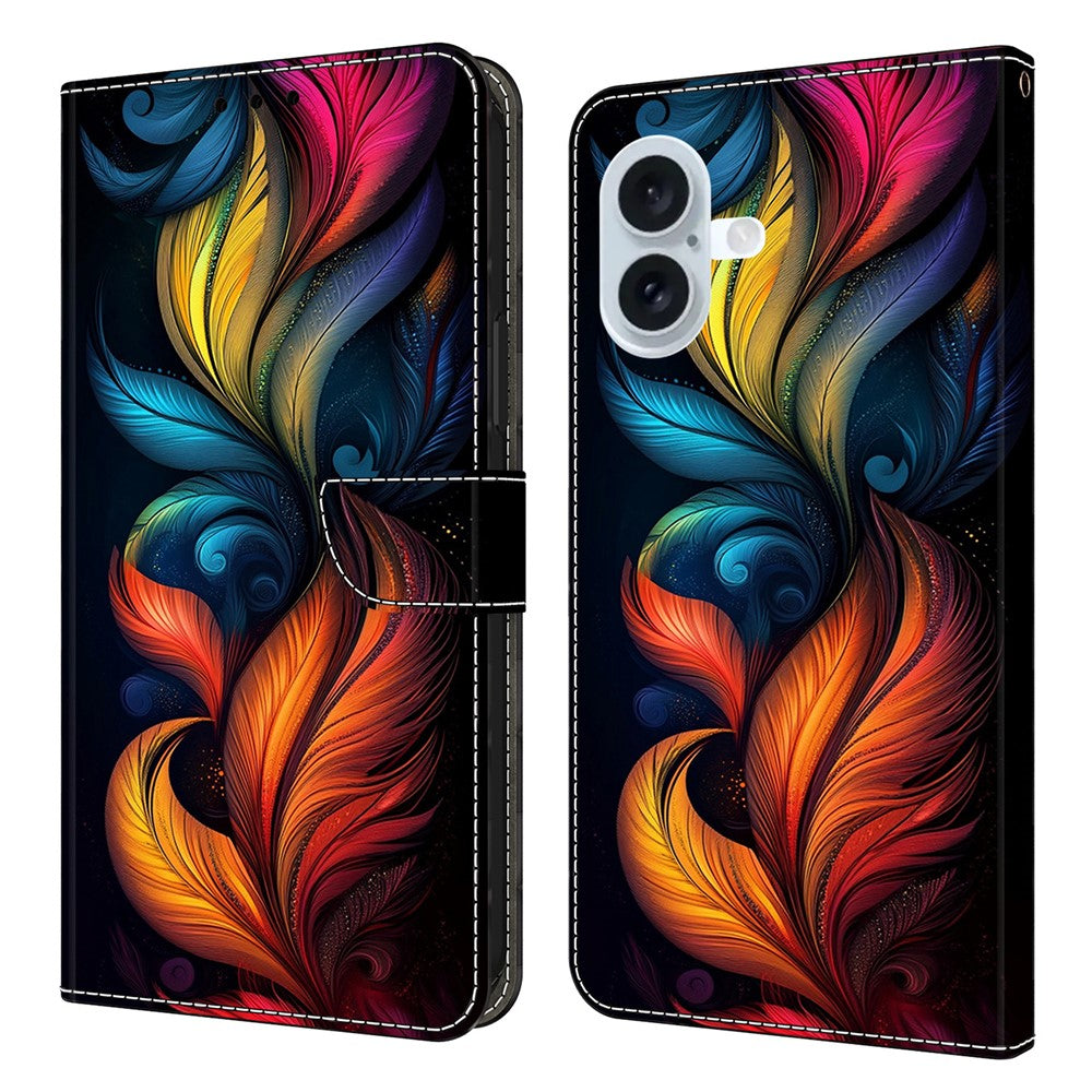 For iPhone 17 Leather Case Pattern Printing Wallet Stand Flip Phone Cover