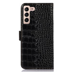 For Samsung Galaxy S23 Crocodile Texture Genuine Cowhide Leather Phone Case RFID Blocking Wallet Magnetic Closure Stand Folio Cover