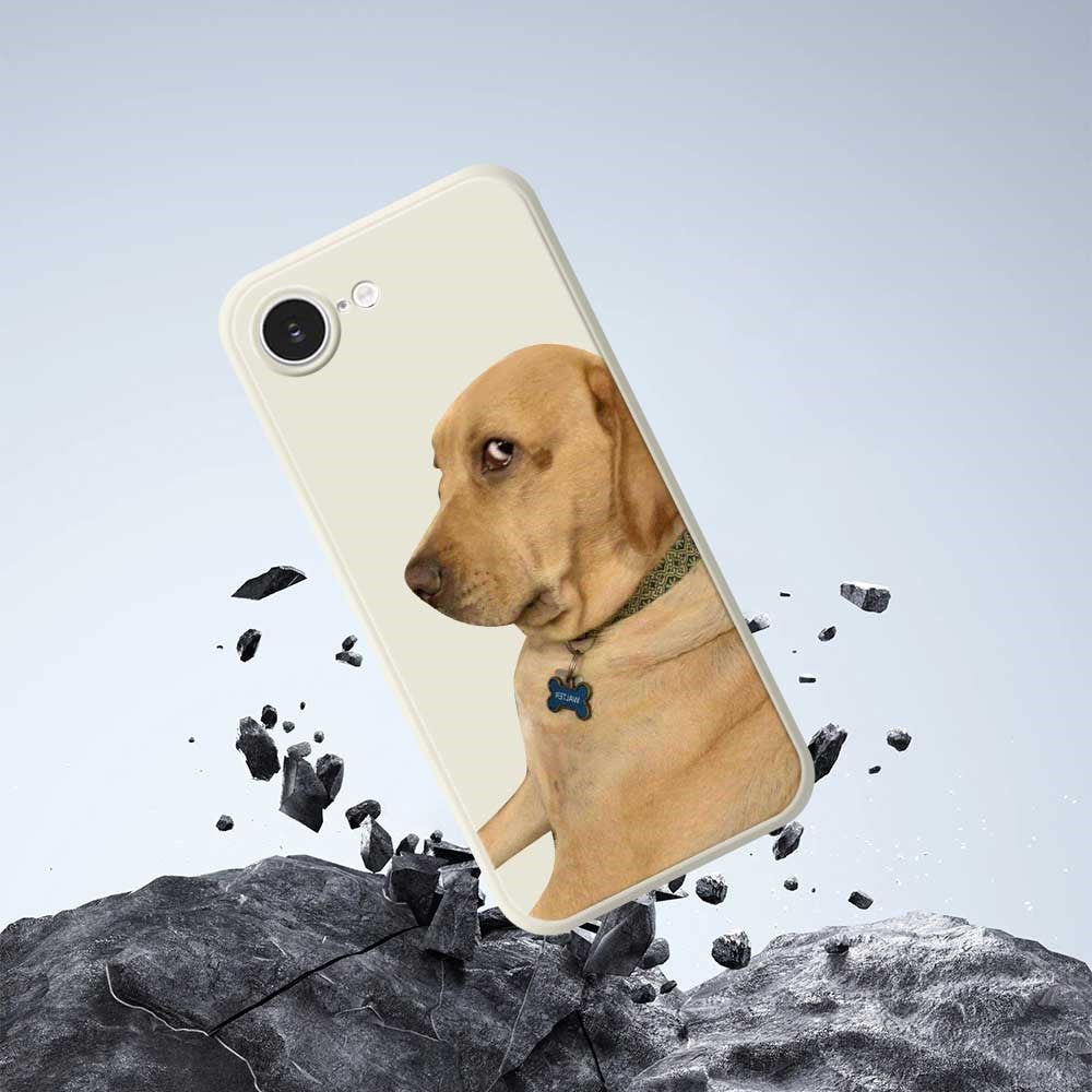 For iPhone 17th / 16th Case Yellow Dog Pattern Printing Straight Edge TPU Phone Back Cover