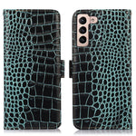 For Samsung Galaxy S23+ Crocodile Texture Wallet Flip Cover Genuine Cowhide Leather Stand RFID Blocking Magnetic Phone Case