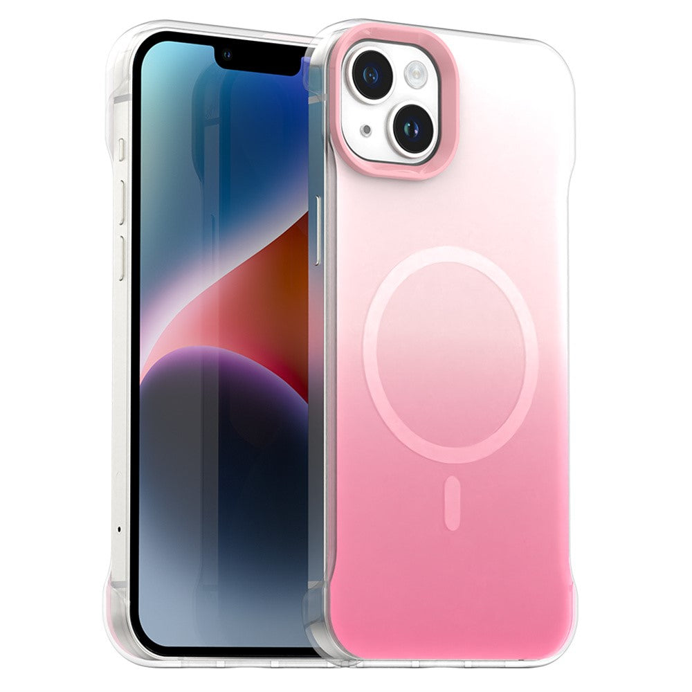 For iPhone 14 / 13 Magnetic Case Gradient Design Borderless IMD TPU + PC + PET Phone Cover