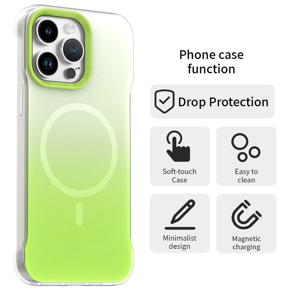 For iPhone 14 Pro Magnetic Case Gradient Design Borderless IMD TPU + PC + PET Phone Cover