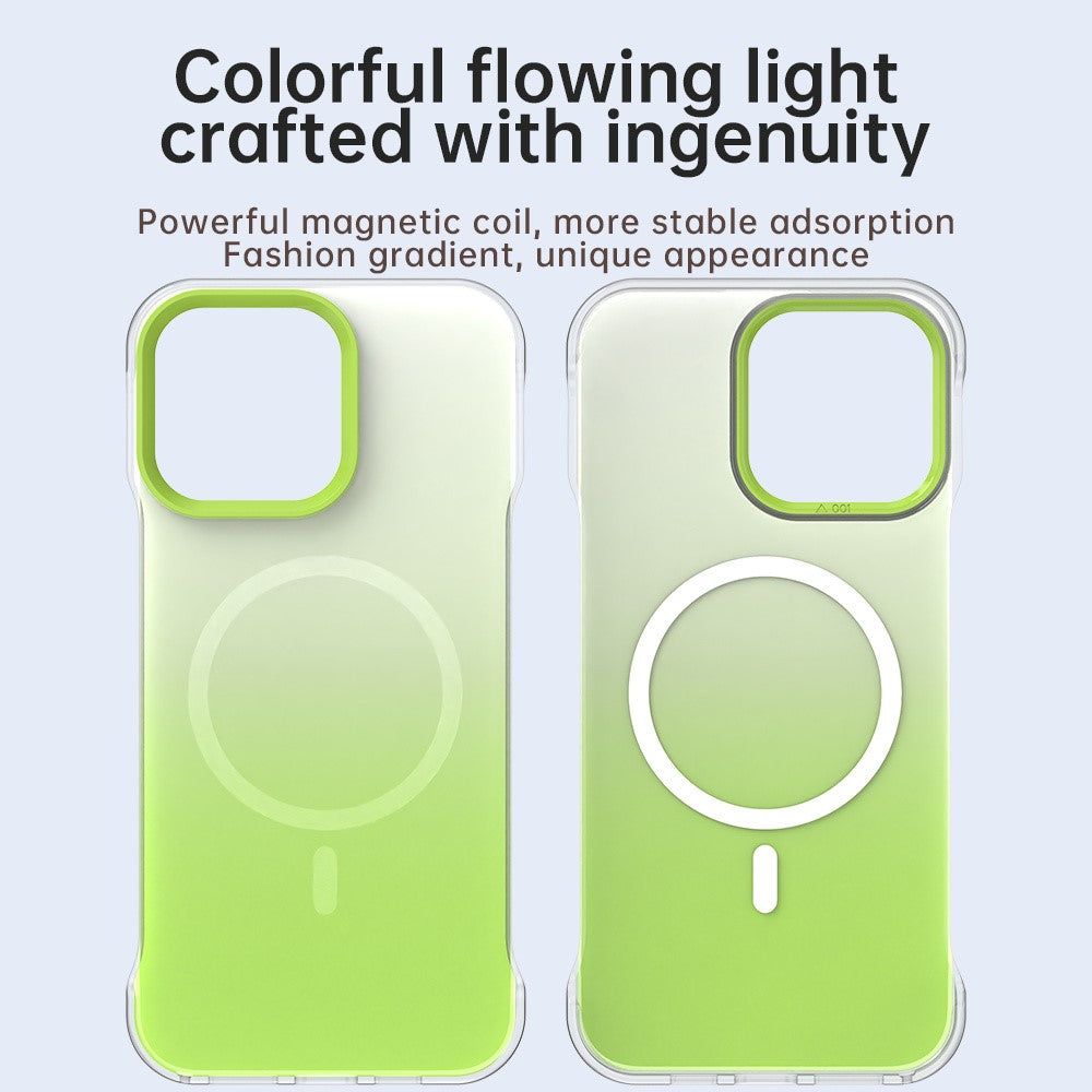 For iPhone 14 Pro Magnetic Case Gradient Design Borderless IMD TPU + PC + PET Phone Cover
