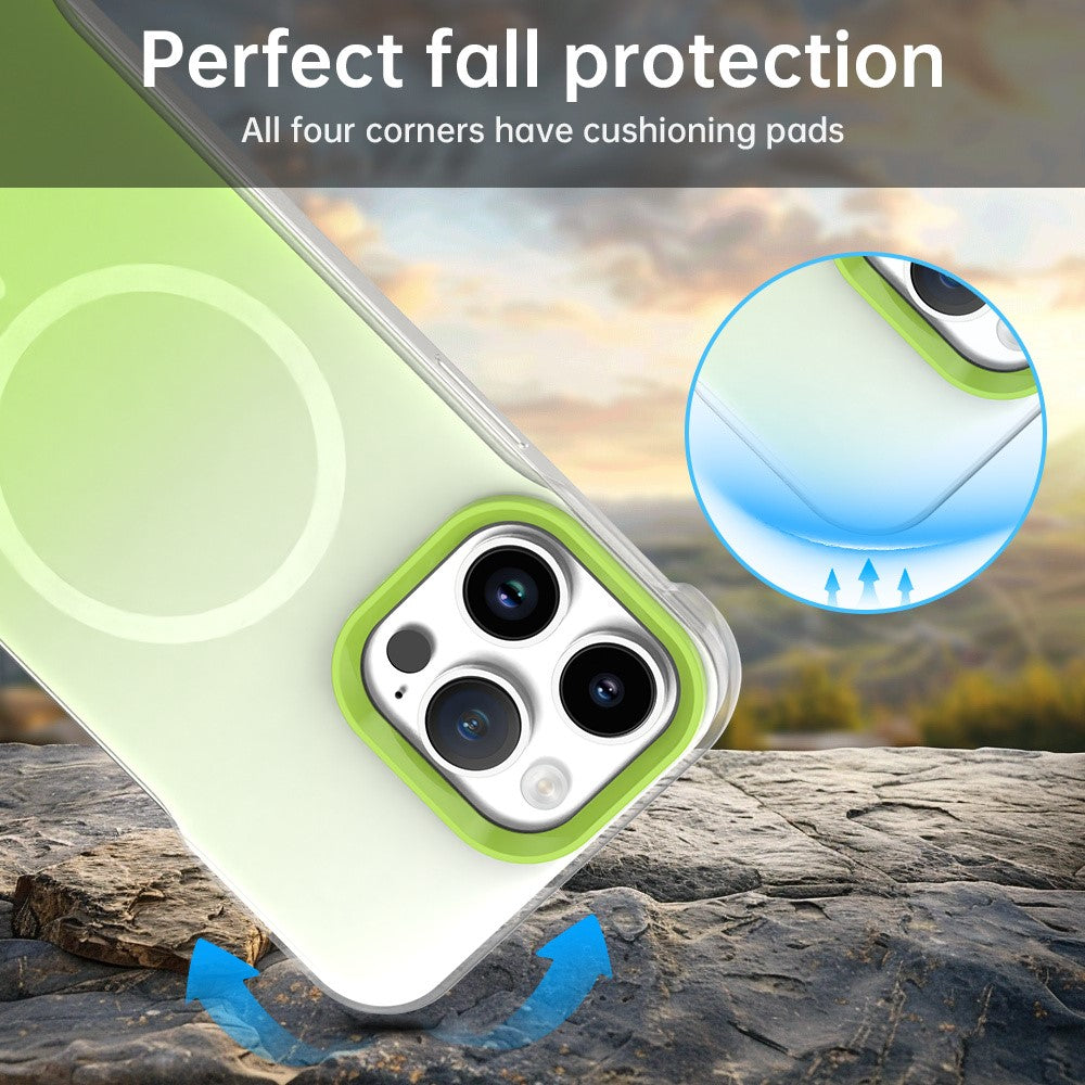For iPhone 14 Pro Magnetic Case Gradient Design Borderless IMD TPU + PC + PET Phone Cover