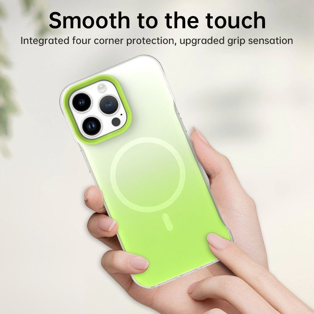 For iPhone 14 Pro Magnetic Case Gradient Design Borderless IMD TPU + PC + PET Phone Cover