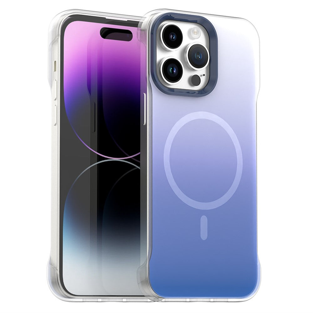 For iPhone 14 Pro Magnetic Case Gradient Design Borderless IMD TPU + PC + PET Phone Cover