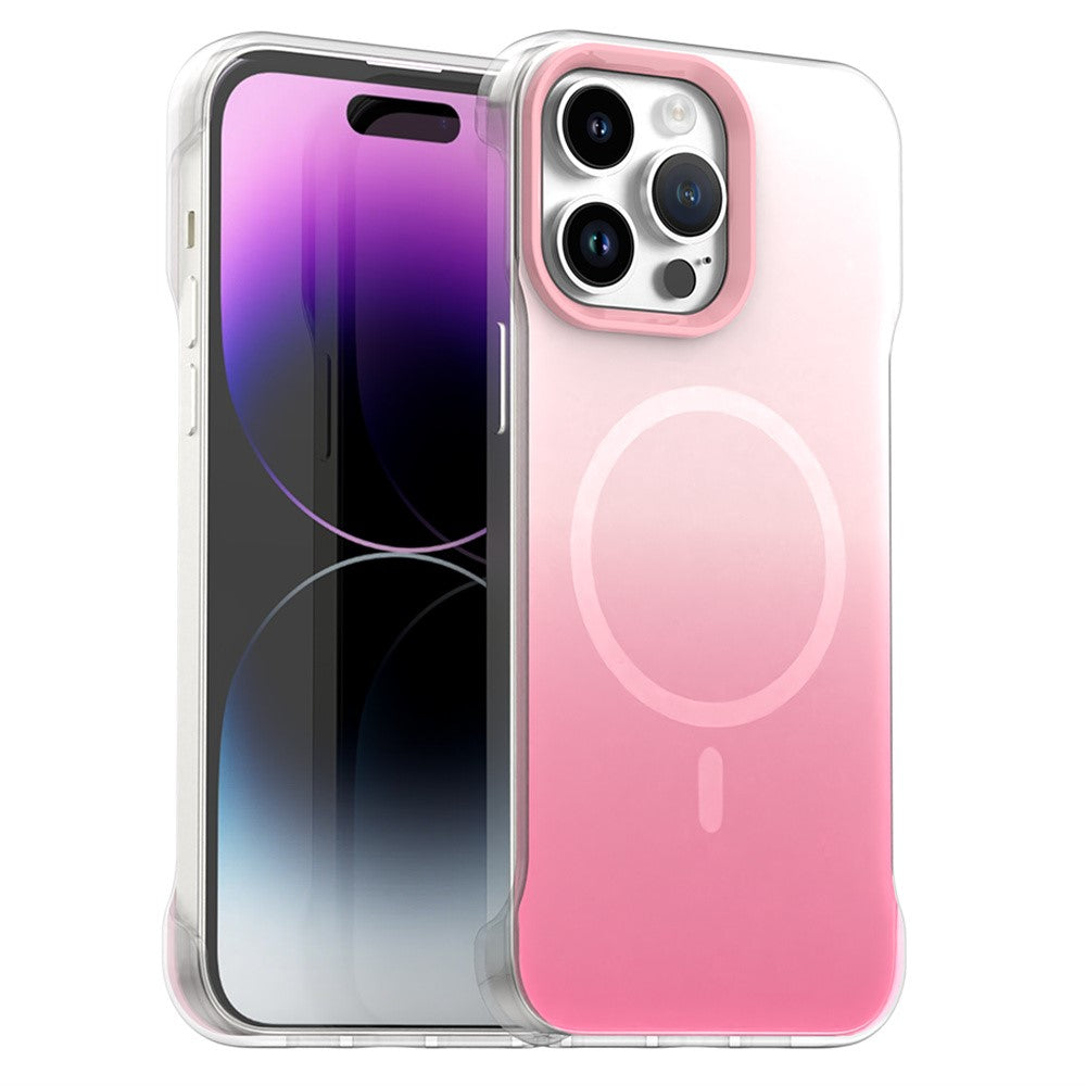 For iPhone 14 Pro Magnetic Case Gradient Design Borderless IMD TPU + PC + PET Phone Cover