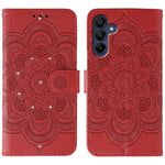 Til Samsung Galaxy A06s Etui med Rhinstensdekoration, PU-læder med Mandala-præget Design Telefoncover med Håndledsrem
