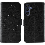 Til Samsung Galaxy A06s Etui med Rhinstensdekoration, PU-læder med Mandala-præget Design Telefoncover med Håndledsrem