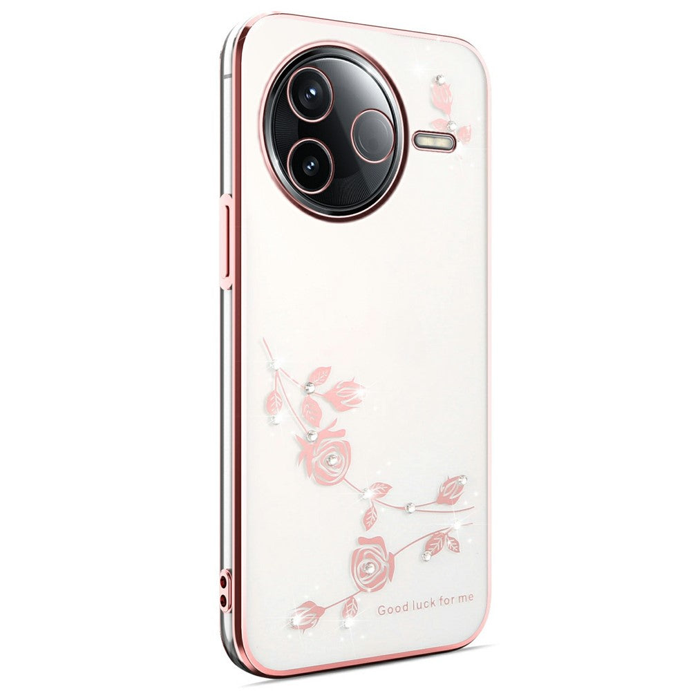 KADEM För Xiaomi Poco F7 Pro 5G / Redmi K80 5G Skal Blomma Strass Dekor TPU mobilskal