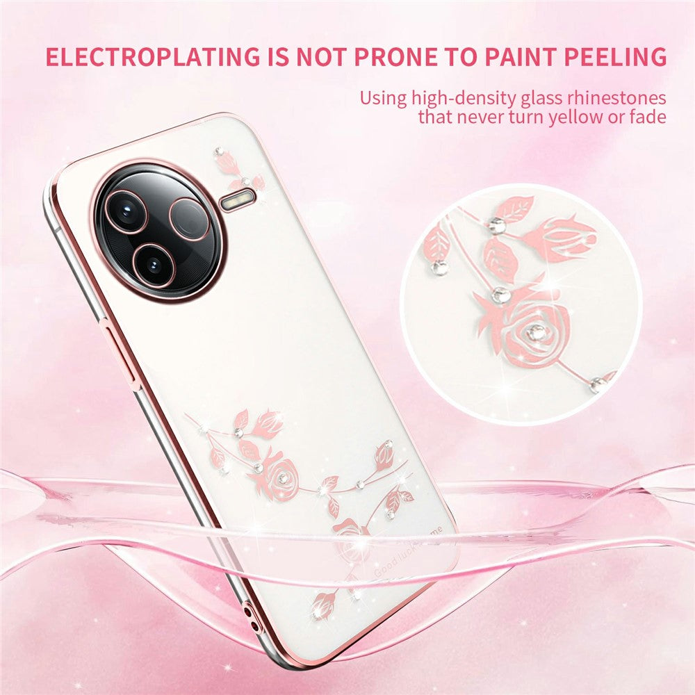 KADEM För Xiaomi Poco F7 Pro 5G / Redmi K80 5G Skal Blomma Strass Dekor TPU mobilskal