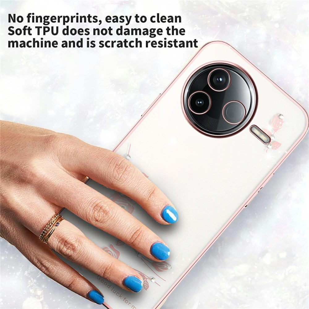 KADEM För Xiaomi Poco F7 Pro 5G / Redmi K80 5G Skal Blomma Strass Dekor TPU mobilskal