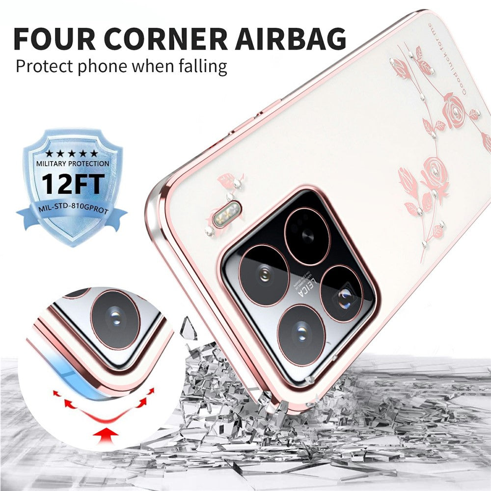 KADEM For Xiaomi 15S Pro Case Flower Rhinestone Decor TPU Phone Cover