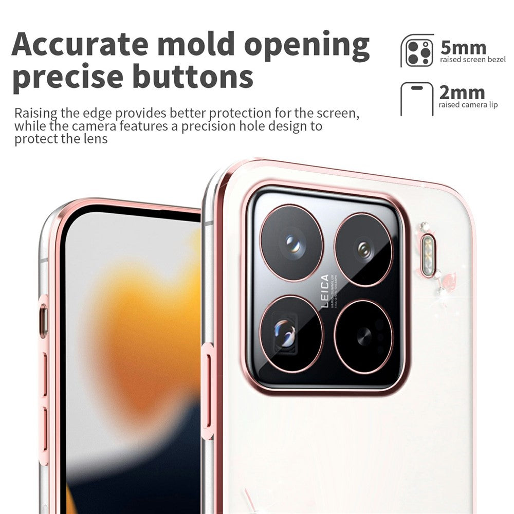 KADEM For Xiaomi 15S Pro Case Flower Rhinestone Decor TPU Phone Cover